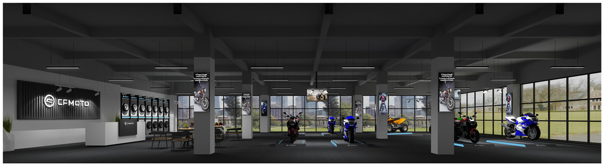 摩托車展廳-展廳裝修設(shè)計(jì)(圖1) 摩托車展廳-展廳裝修設(shè)計(jì)(圖1)